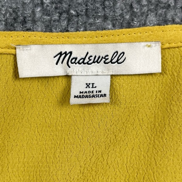 Madewell Shirt Womens XL Raelynn Yellow Wrap Blouse Side Tie Viscose V-Neck - Picture 11 of 16